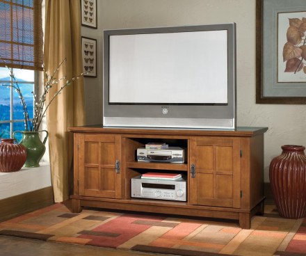 wooden-mission-style-TV stand